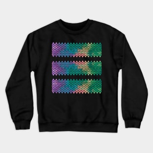 Colourful Purple and Green Zigzag Silhouette Digital Art Crewneck Sweatshirt